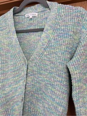 Free the Roses Pastel Mint Multicolor V-Neck Cardigan